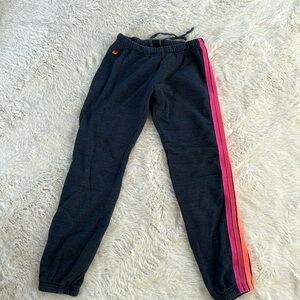 Aviator Nation navy blue and neon stripe sweatpants XS